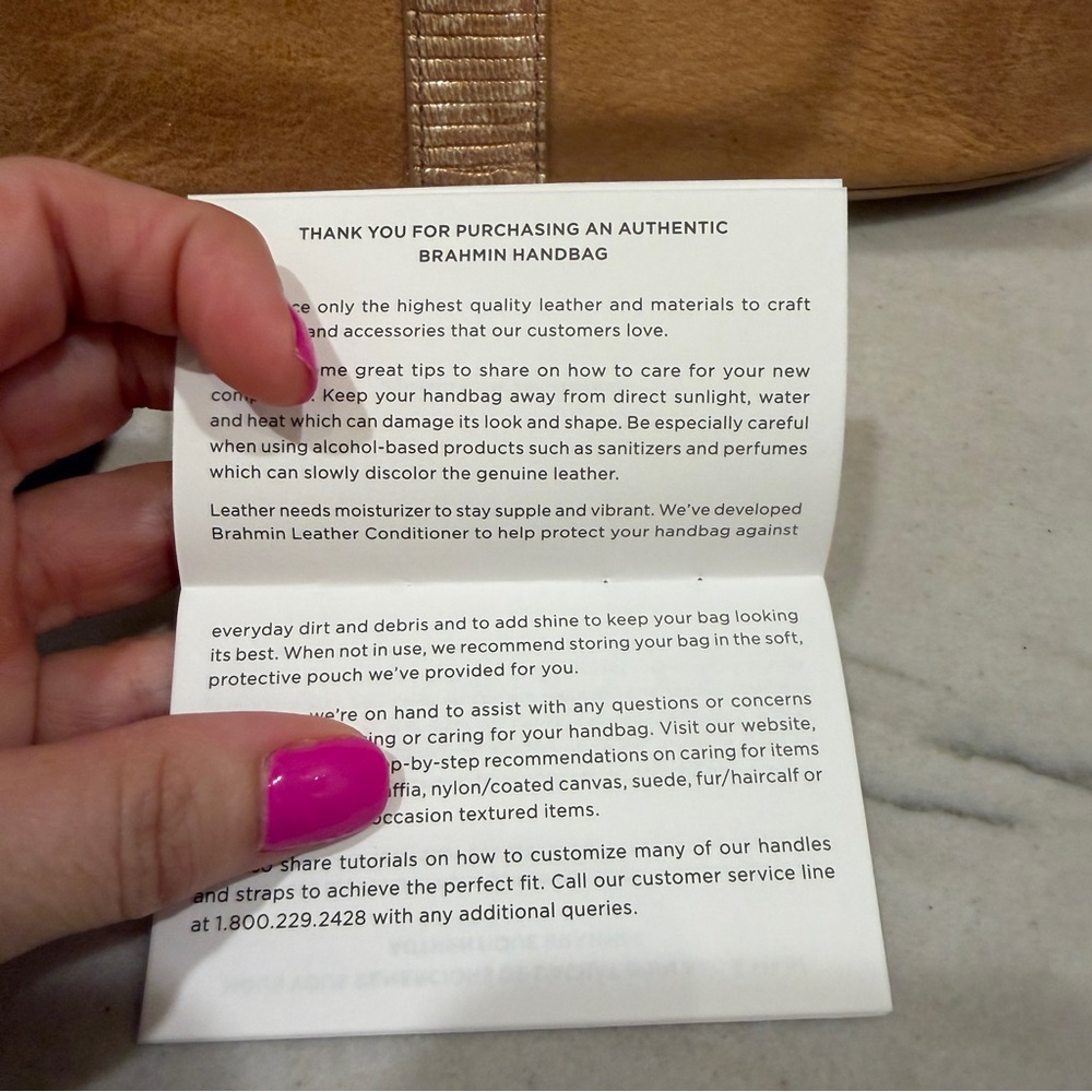 Brahmin Unique Tan Hobo Bucket Bag Metallic Trim With Authentication Card - Picture 14 of 16